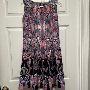 Roz & Ali Pink and Black Patterned Midi Dress